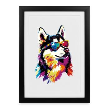 Husky Dogs Lover Dog Love Huskies de Sibérie - Affiche encadrée (27 × 37 cm) - noir - Devant