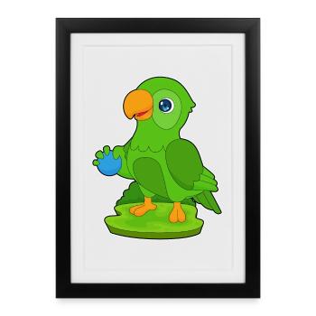 Perroquet mignon - Affiche encadrée (27 × 37 cm) - noir - Devant