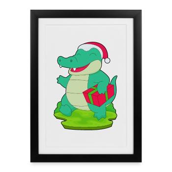 Crocodile Christmas Package - Framed poster (27 × 37 cm) - black - Front
