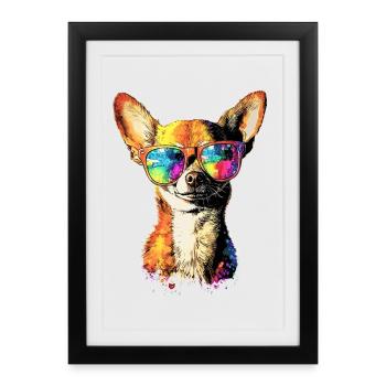 Maîtresse de chien Chihuahua J’aime les chihuahuas mignons - Affiche encadrée (27 × 37 cm) - noir - Devant