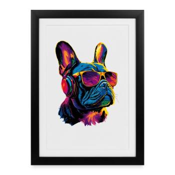 French Bulldog Dog Motif Great Dane Frenchie - Framed poster (27 × 37 cm) - black - Front