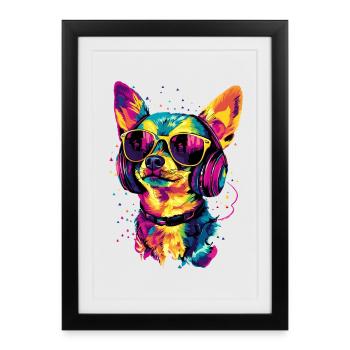 Maîtresse de chien Chihuahua J’aime les chihuahuas mignons - Affiche encadrée (27 × 37 cm) - noir - Devant
