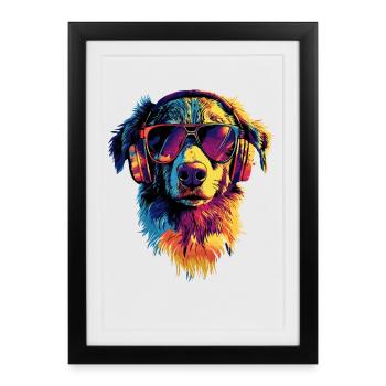 Berger australien Chien Amoureux Mignon Aussie - Affiche encadrée (27 × 37 cm) - noir - Devant