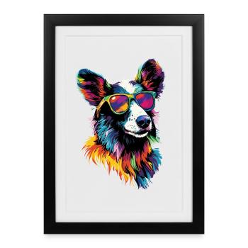 Berger australien Chien Amoureux Mignon Aussie - Affiche encadrée (27 × 37 cm) - noir - Devant