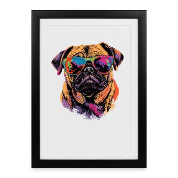 Carlin Beige Les chiens adorent Carlin Petit carlin mignon - Affiche encadrée (27 × 37 cm) - noir - Devant