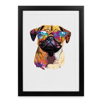 Carlin Beige Les chiens adorent Carlin Petit carlin mignon - Affiche encadrée (27 × 37 cm) - noir - Devant
