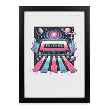 Cassette Rétro Espace Neon Galaxy - Affiche encadrée (27 × 37 cm) - noir - Devant