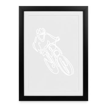 Mountain Bike Freeride Drawing - Framed poster (27 × 37 cm) - black - Front