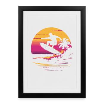 Surfeur des années 90 - Affiche encadrée (27 × 37 cm) - noir - Devant