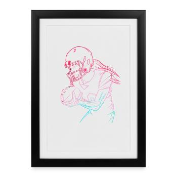 Joueur de football américain - Affiche encadrée (27 × 37 cm) - noir - Devant