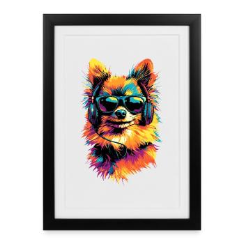 Poméranien Poméranien Poméranien Spitz allemand doux - Affiche encadrée (27 × 37 cm) - noir - Devant