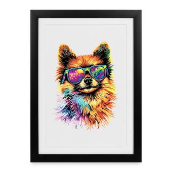 Poméranien Poméranien Poméranien Spitz allemand doux - Affiche encadrée (27 × 37 cm) - noir - Devant