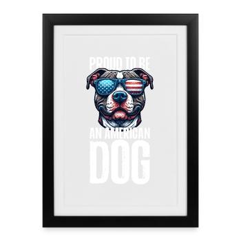 Pitbull Maman Patriotique Drôle 4 Juillet - Affiche encadrée (27 × 37 cm) - noir - Devant