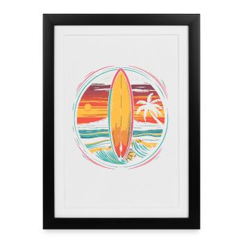 Surfing Artwork - Framed poster (27 × 37 cm) - black - Front