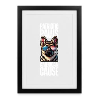Berger Allemand Patriotique Drôle 4 Juillet - Affiche encadrée (27 × 37 cm) - noir - Devant