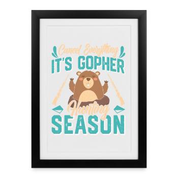 Marmotte, Chasseur, Chasse - Affiche encadrée (27 × 37 cm) - noir - Devant