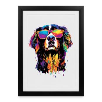 Bouvier bernois Chiens mignons Bouvier suisse - Affiche encadrée (27 × 37 cm) - noir - Devant
