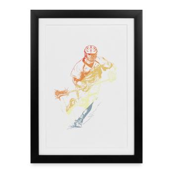 Joueur de crosse vintage - Affiche encadrée (27 × 37 cm) - noir - Devant
