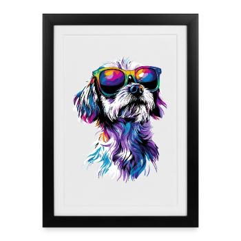 Maltais Petit Chien Maltais Amour Doux Maltais - Affiche encadrée (27 × 37 cm) - noir - Devant