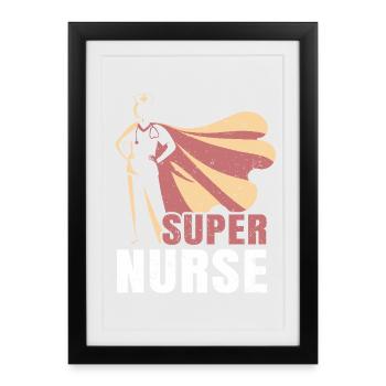 Infirmière – Infirmière super-héroïne - Affiche encadrée (27 × 37 cm) - noir - Devant