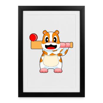Hamster Cricket Cricket Bat - Framed poster (27 × 37 cm) - black - Front