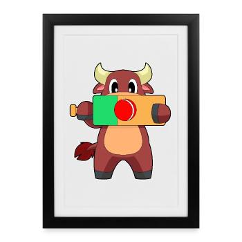 Bull Cricket Cricket Bat - Framed poster (27 × 37 cm) - black - Front