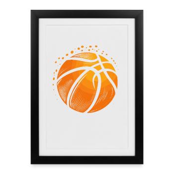 Graphique de ballon de basket-ball - Affiche encadrée (27 × 37 cm) - noir - Devant