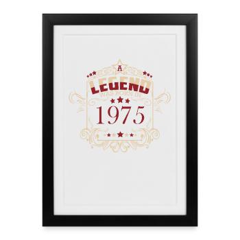 Légende d’anniversaire 1975 Style Vintage - Affiche encadrée (27 × 37 cm) - noir - Devant