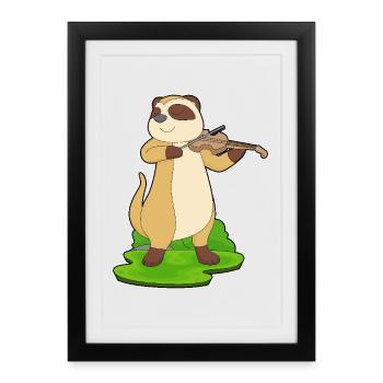 Musicien de suricate Musique de violon - Affiche encadrée (27 × 37 cm) - noir - Devant