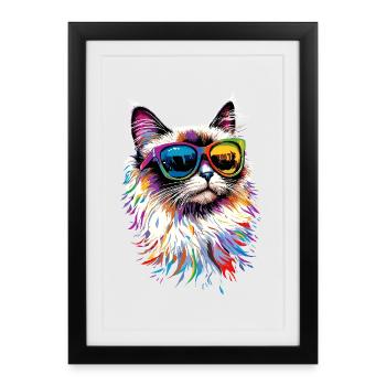 Chat Ragdoll Chat Ragdoll Chat Mignon Chats Ragdoll - Affiche encadrée (27 × 37 cm) - noir - Devant