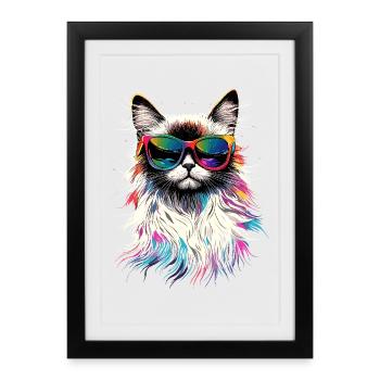Chat Ragdoll Chat Ragdoll Chat Mignon Chats Ragdoll - Affiche encadrée (27 × 37 cm) - noir - Devant