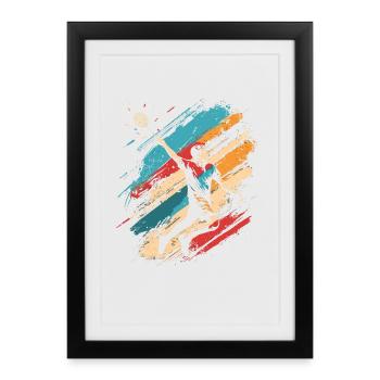 Badminton rétro - Affiche encadrée (27 × 37 cm) - noir - Devant
