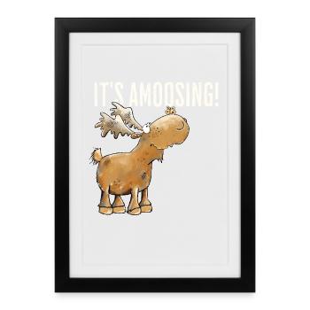 Droll orignal motif animal Scandinavie dicton d’orignal - Affiche encadrée (27 × 37 cm) - noir - Devant