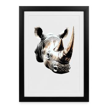 Rhino Rhinoceros Africa Safari Rhinos Rhino - Framed poster (27 × 37 cm) - black - Front