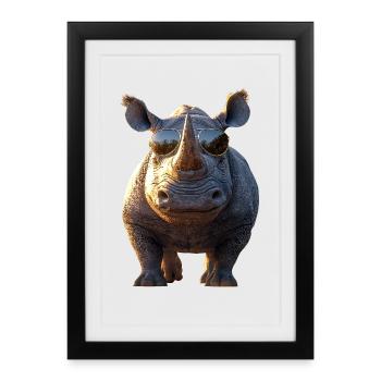 Rhino Rhinoceros Africa Safari Rhinos Rhino - Framed poster (27 × 37 cm) - black - Front