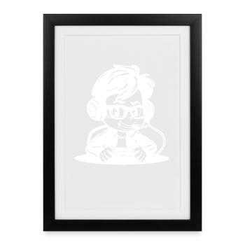Videospiel Liebhaber Skizze - Gerahmtes Poster (27 × 37 cm) - Schwarz - Vorne