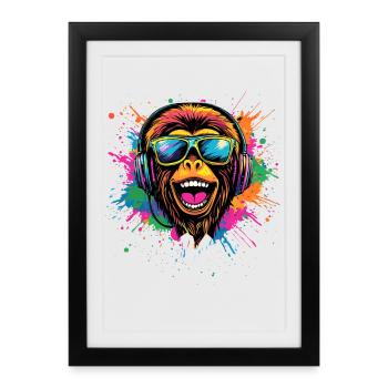 Gibbon Monkey Whitehand Gibbon Monkey Cute Lar Gibbons - Framed poster (27 × 37 cm) - black - Front