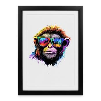 Gibbon Monkey Whitehand Gibbon Monkey Cute Lar Gibbons - Framed poster (27 × 37 cm) - black - Front