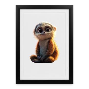Gibbon Monkey Whitehand Gibbon Monkey Cute Lar Gibbons - Framed poster (27 × 37 cm) - black - Front