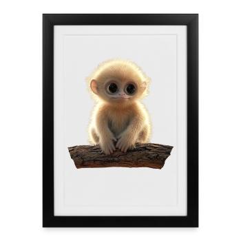 Gibbon Monkey Whitehand Gibbon Monkey Cute Lar Gibbons - Framed poster (27 × 37 cm) - black - Front