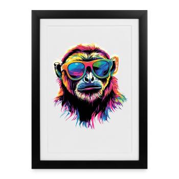 Gibbon Monkey Whitehand Gibbon Monkey Cute Lar Gibbons - Framed poster (27 × 37 cm) - black - Front