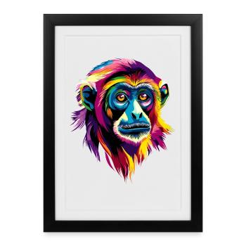 Gibbon Monkey Whitehand Gibbon Monkey Cute Lar Gibbons - Framed poster (27 × 37 cm) - black - Front