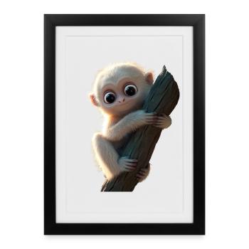 Gibbon Monkey Whitehand Gibbon Monkey Cute Lar Gibbons - Framed poster (27 × 37 cm) - black - Front