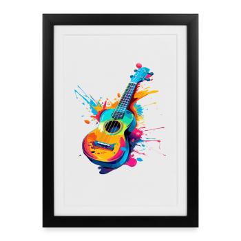 Ukulélé Street Art - Affiche encadrée (27 × 37 cm) - noir - Devant