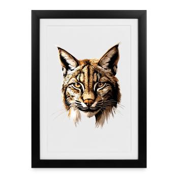 Lynx Chat sauvage Grands chats Chats Mignon Lynx - Affiche encadrée (27 × 37 cm) - noir - Devant