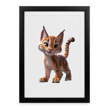 Lynx Chat sauvage Grands chats Chats Mignon Lynx - Affiche encadrée (27 × 37 cm) - noir - Devant