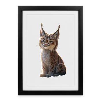 Lynx Chat sauvage Grands chats Chats Mignon Lynx - Affiche encadrée (27 × 37 cm) - noir - Devant