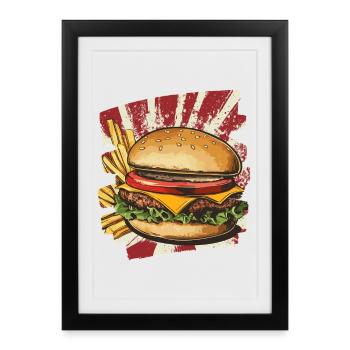 Burgers and Fries Retro - Framed poster (27 × 37 cm) - black - Front