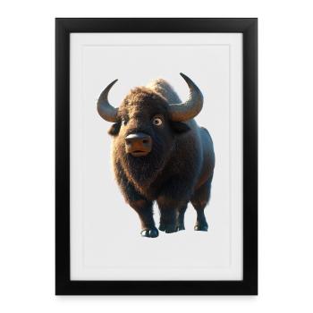 Bison, Bison, Bovins sauvages, Bison, Bison d’Amérique - Affiche encadrée (27 × 37 cm) - noir - Devant