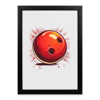 Boule de bowling Look bande dessinée - Affiche encadrée (27 × 37 cm) - noir - Devant